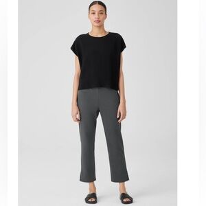 Like New! Eileen Fisher Cotton Blend Ponte Pant with Side Slits (Dk Gray: Large)